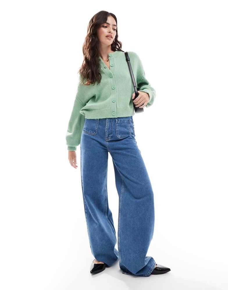 ASOS ASOS DESIGN banana sleeve boxy cardigan in sage 2