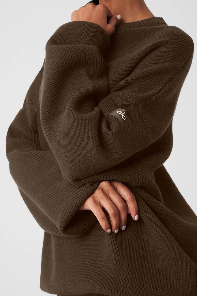 Alo Scholar Crew Neck Sweater - Espresso 4