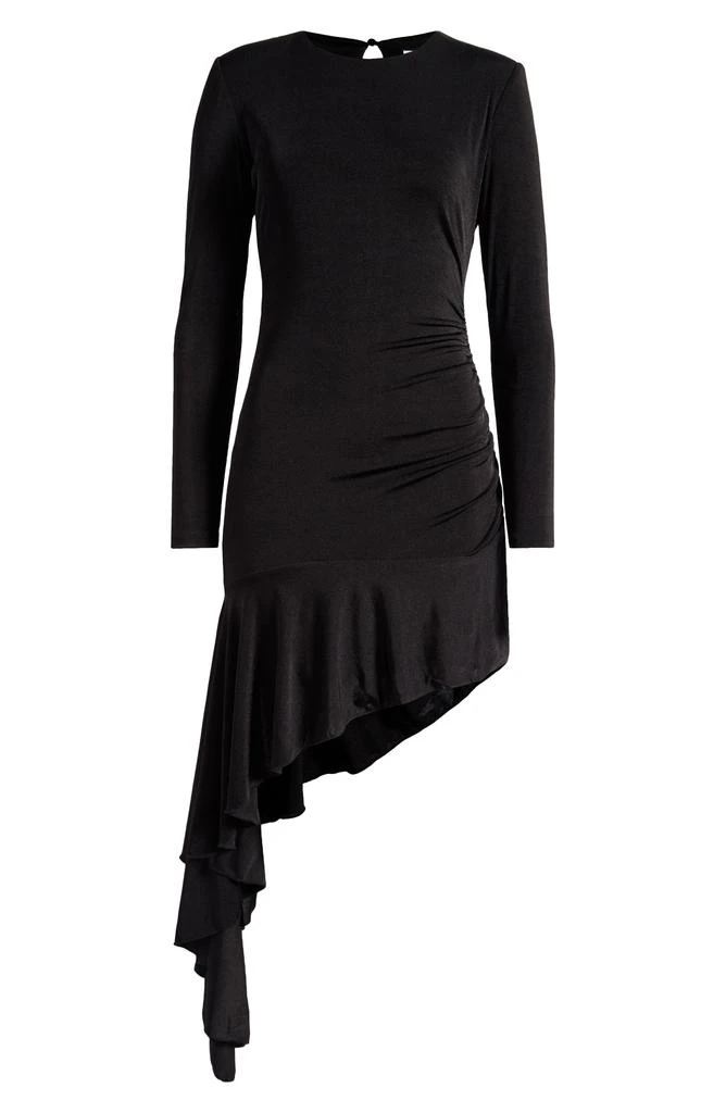 long sleeve asymmetric hem dress Long Puffy Sleeve Asymmetric Hem Detailed Gray Dress  John Paul Ataker