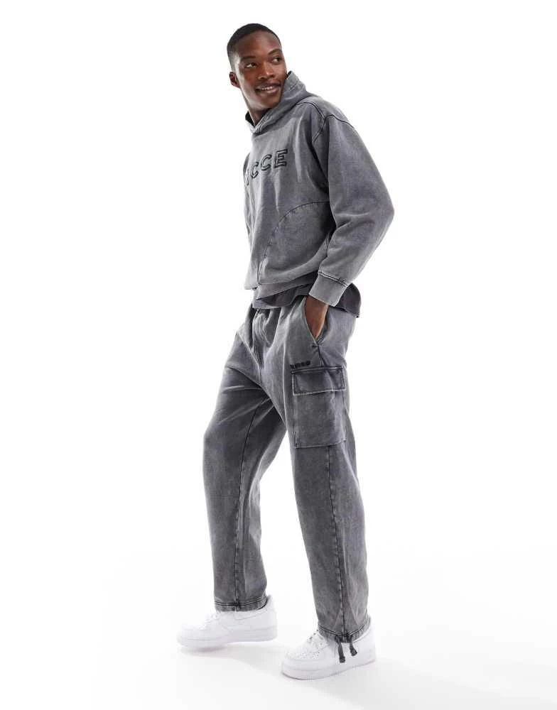 NICCE Nicce co-ord washed cargo jogger in grey 1