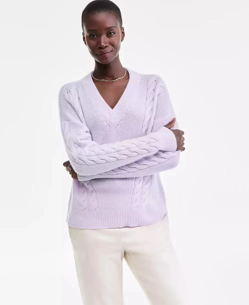 Charter Club Women
s Placed Cable-Knit V-Neck Sweater, Macy
s Exclusive