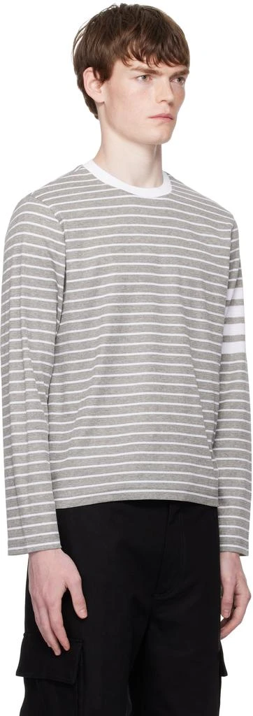 Thom Browne Gray
White Milano 4-Bar Long Sleeve T-shirt 2