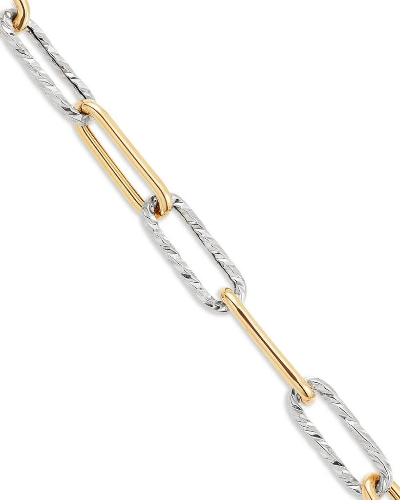 Alberto Amati 14K Yellow & White Gold Polished & Textured Chain Link Necklace, 18" 3