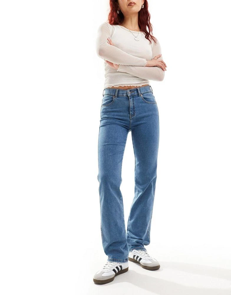 Dr Denim Dr Denim Lexy straight mid waist slim straight leg in pyke mid blue plain wash 3