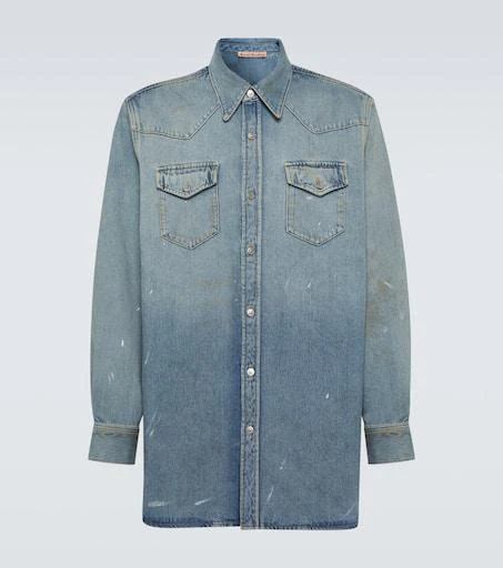 Shop Distressed denim shirt on Sale at BeyondStyle – Get Lowest