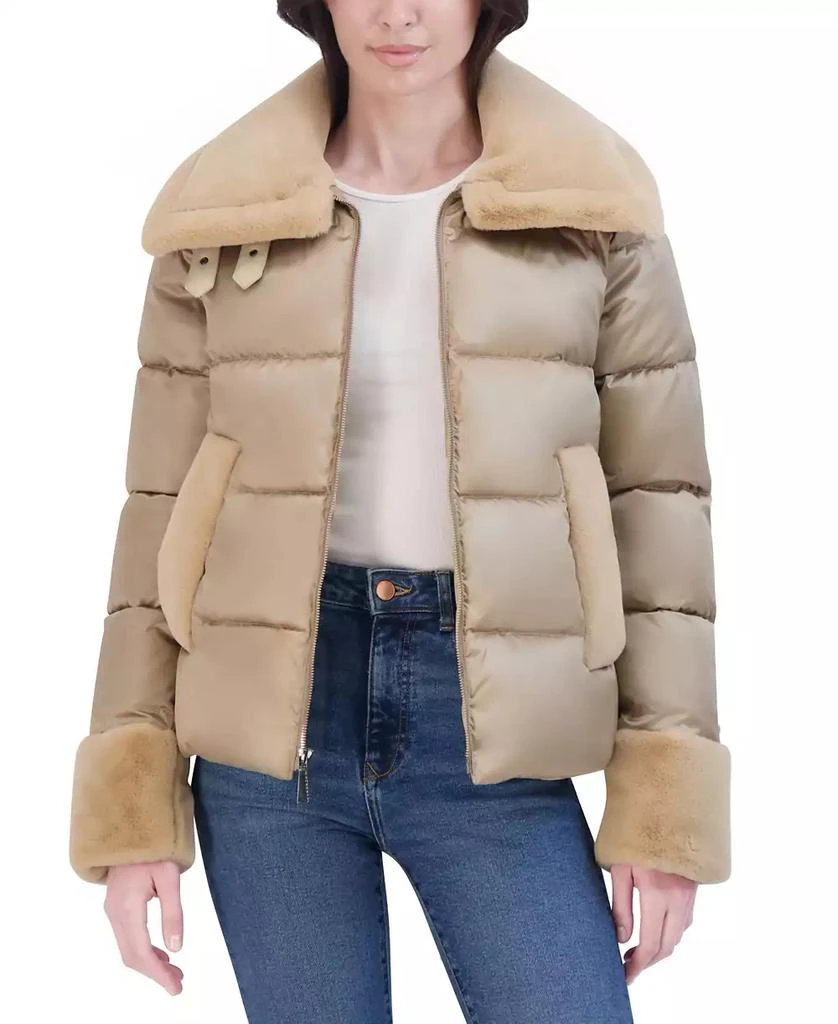 Laundry by Shelli Segal Women
s Shine Faux-Fur-Trim Puffer Coat 4