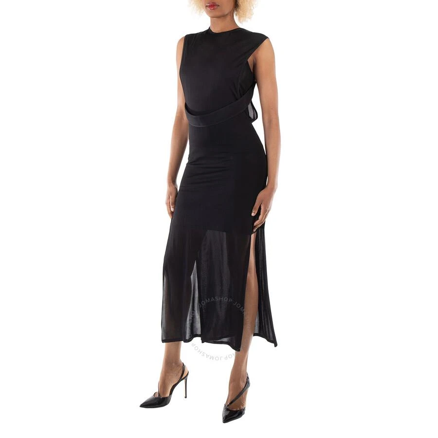 Burberry Ladies Black Side-Slit Sheer Maxi Dress 3