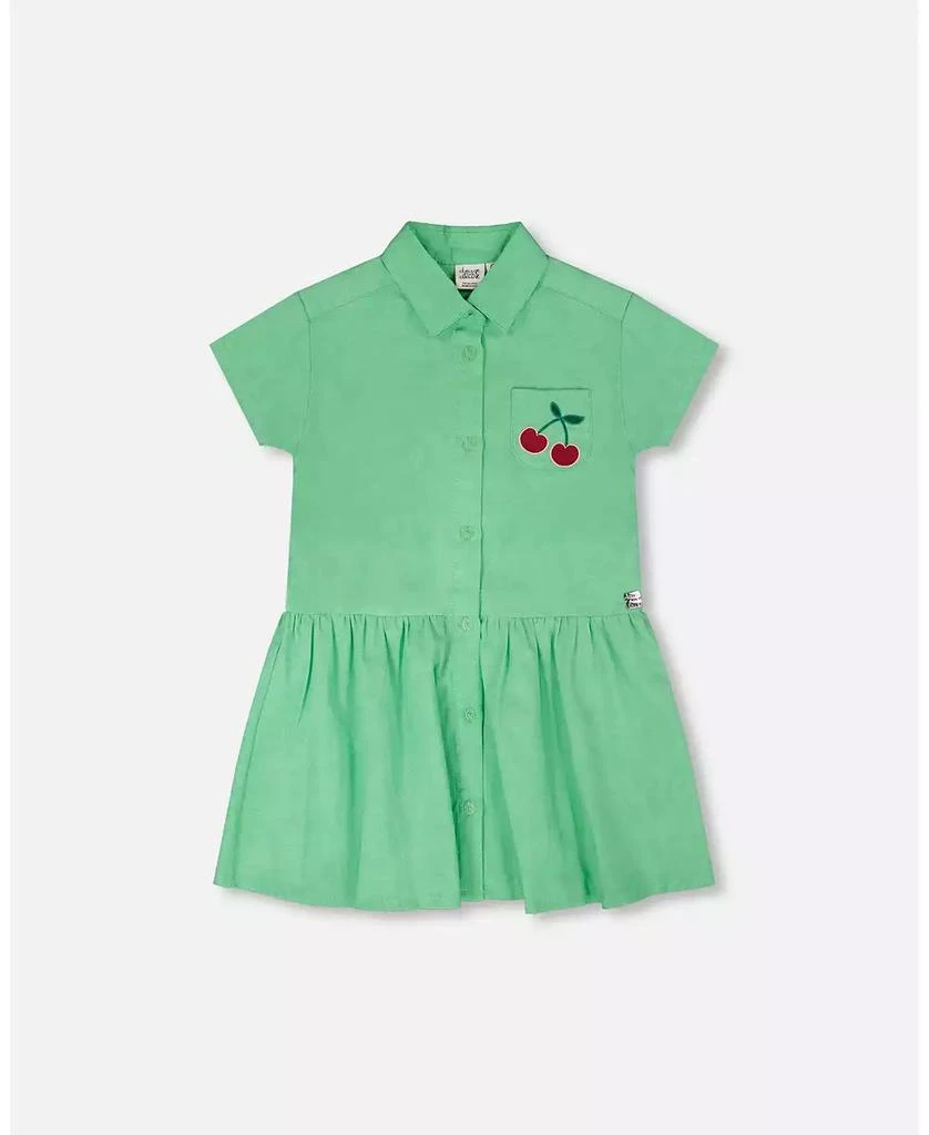 Deux par Deux Toddler Girls Cotton Shirt Dress with Embroidery
