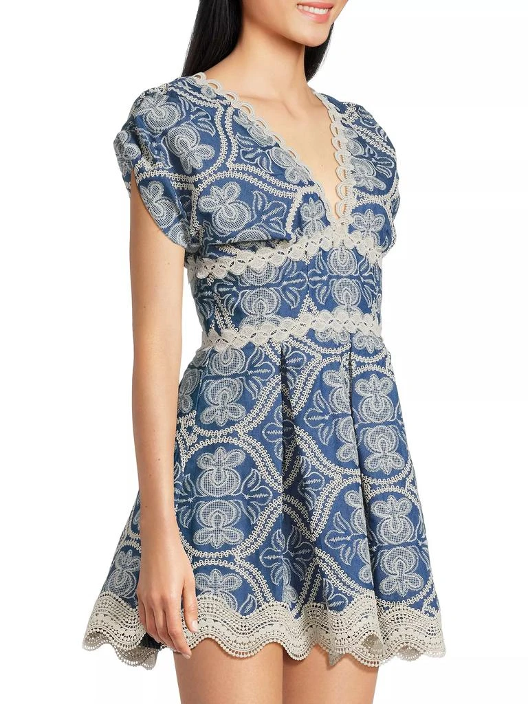 Waimari Time Cassandra Embroidered Cotton V-Neck Minidress 4