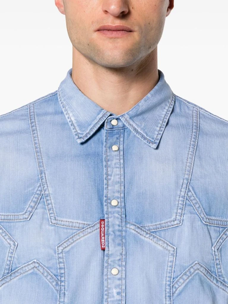 DSQUARED2 Light Blue Stretch-Cotton Denim Shirt 4