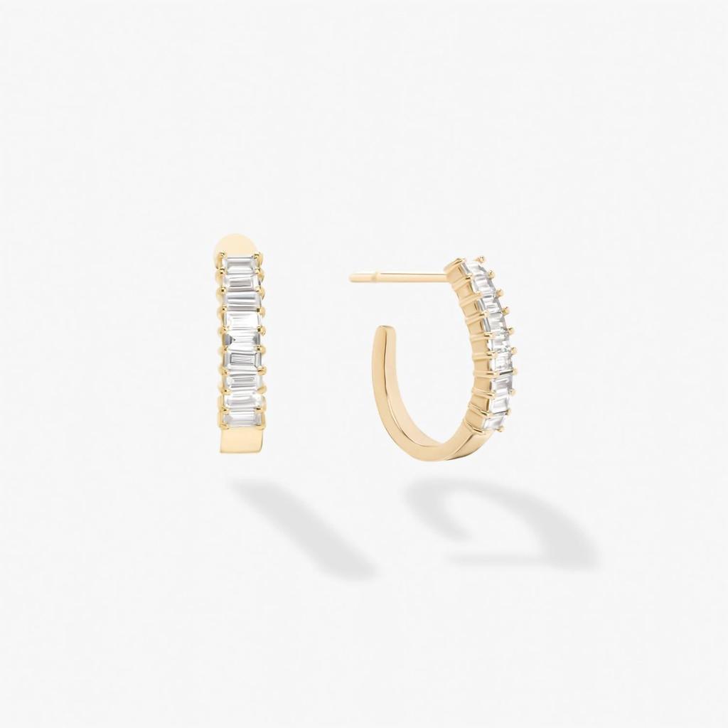 LANA Lana - Women's Baguette Diamond Curved Huggies