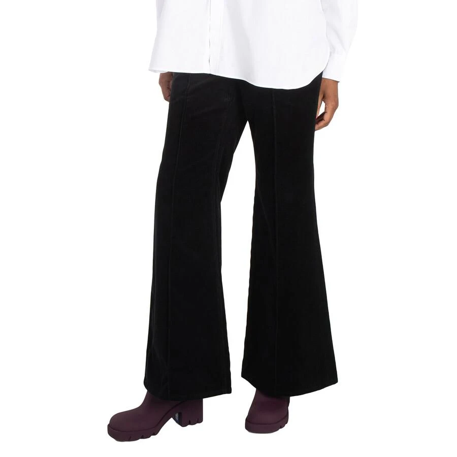 Ralph Lauren Black Pintucked Corduroy Flared Trousers