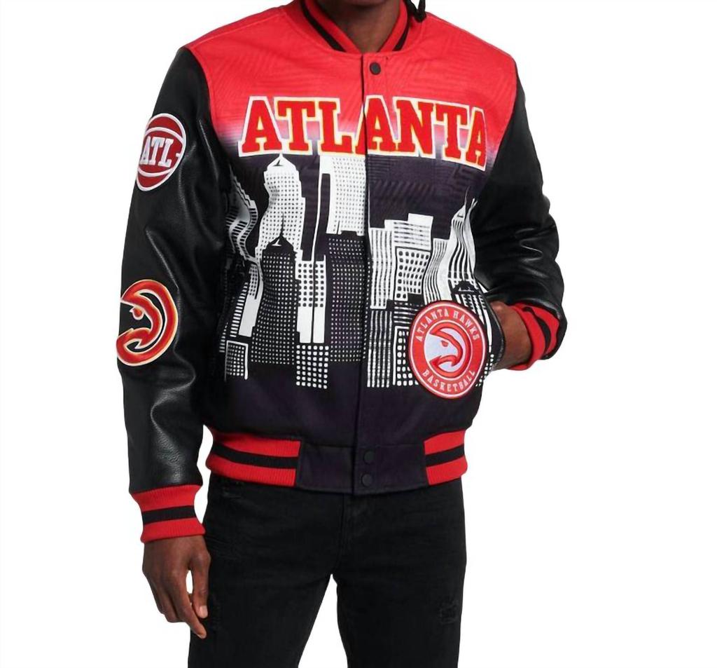 Pro Standard Men's Atlanta Hawks Intervarsity Jacket In Black/red