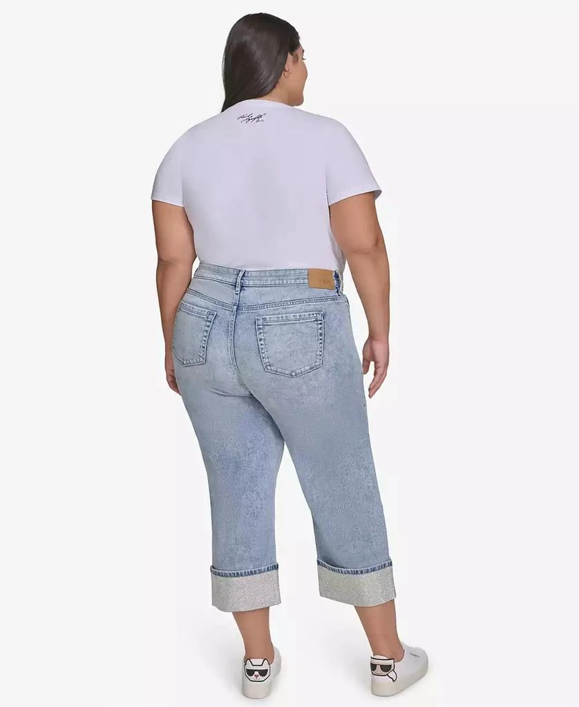 Karl Lagerfeld Paris Plus Size Mid-Rise Crystal Cuffed Jeans, Exclusively at Macy's 5