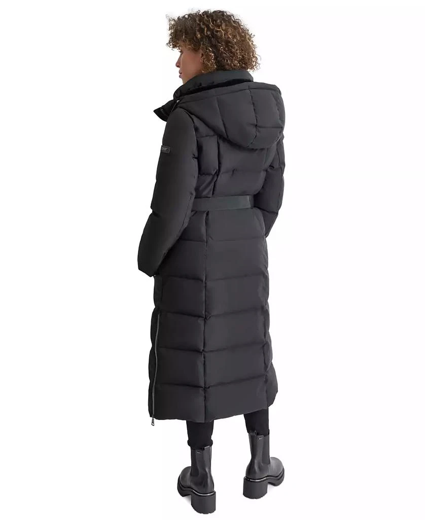 DKNY Womens Maxi Belted Hooded Puffer Coat 2