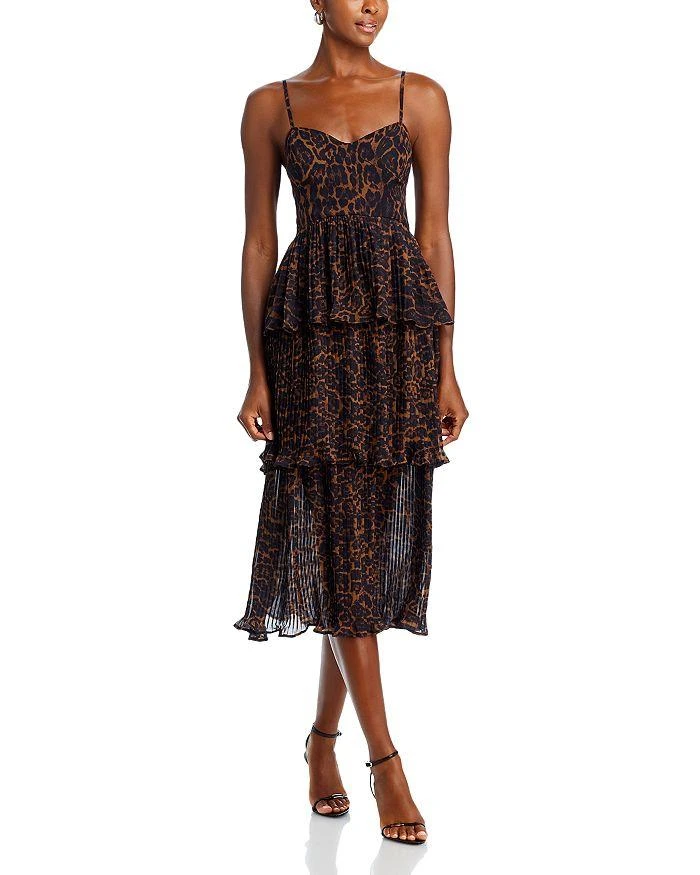 AQUA Leopard Pleated Tier Dress - Exclusive 7