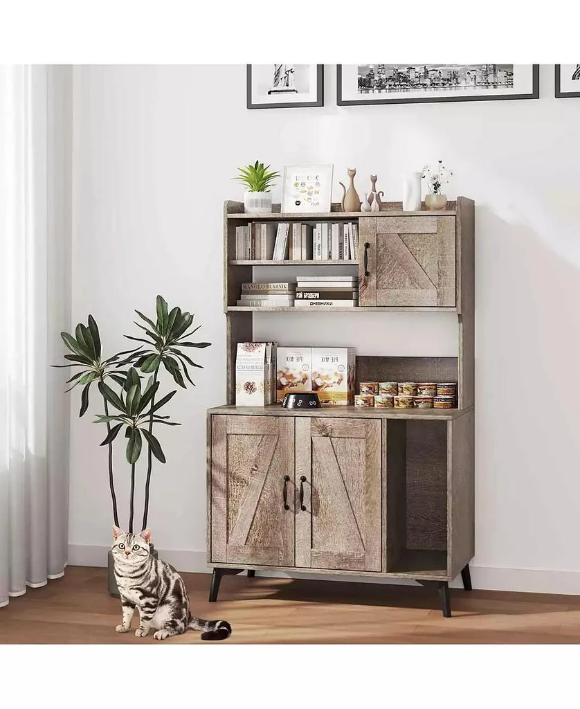 Slickblue Large Cat Litter Box Enclosure with Display Storage Shelves 2