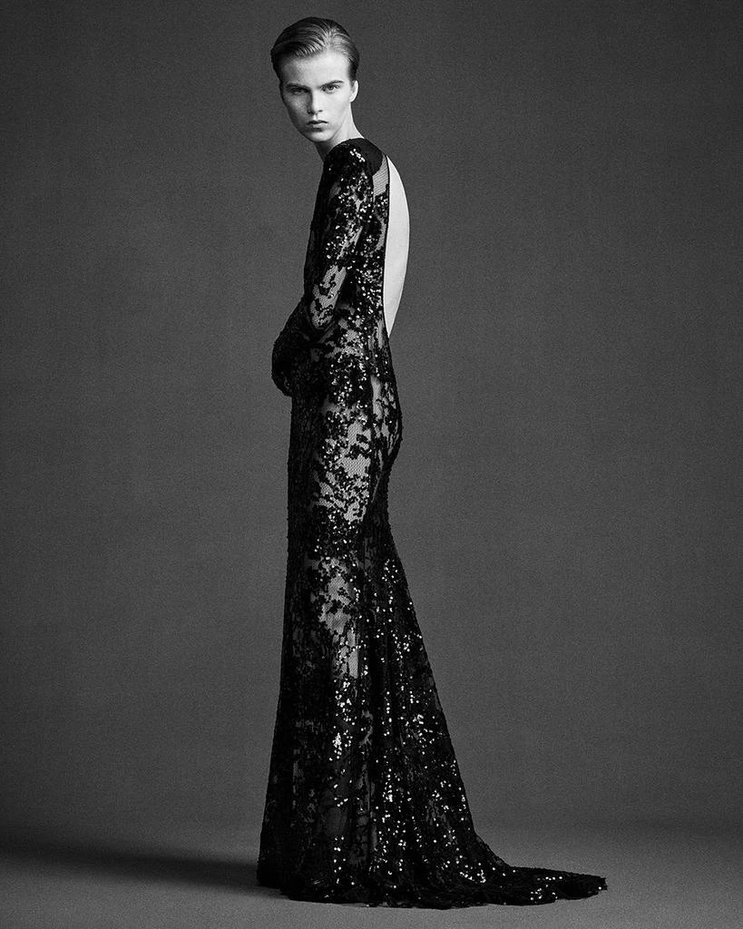 Victoria Beckham Sequin Long Sleeve Gown 6
