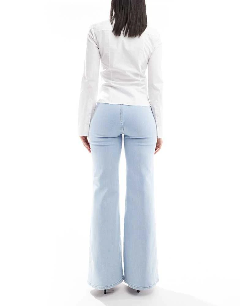 Miss Selfridge Miss Selfridge patch pocket  high waist 70's denim flare in bleach wash 2