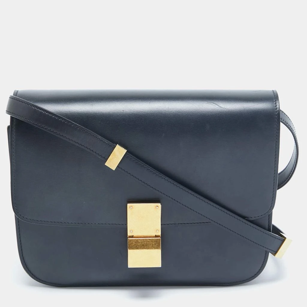 Celine Celine Navy Blue Leather Medium Classic Box Shoulder Bag 1