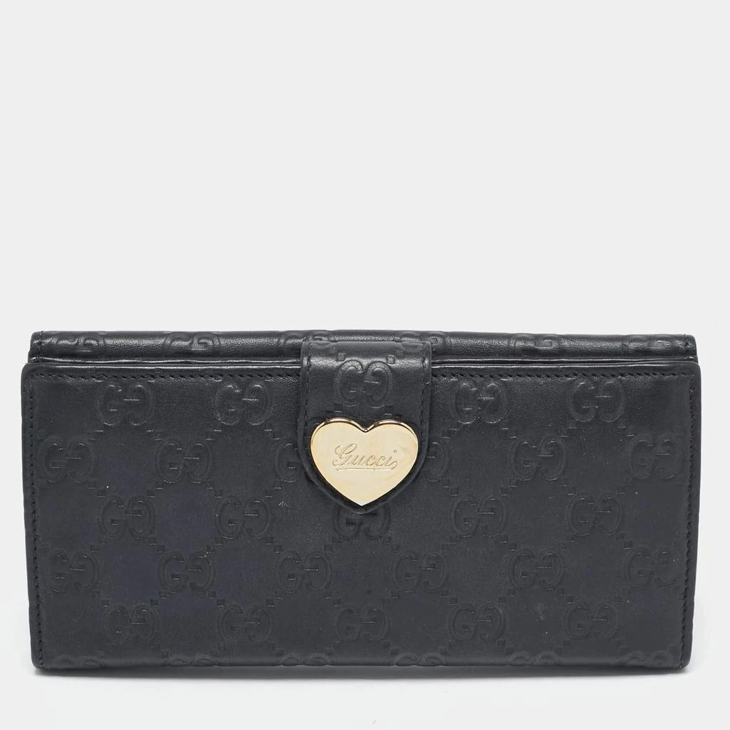 Gucci Gucci Black Guccissima Leather Heart Flap Continental Wallet 1
