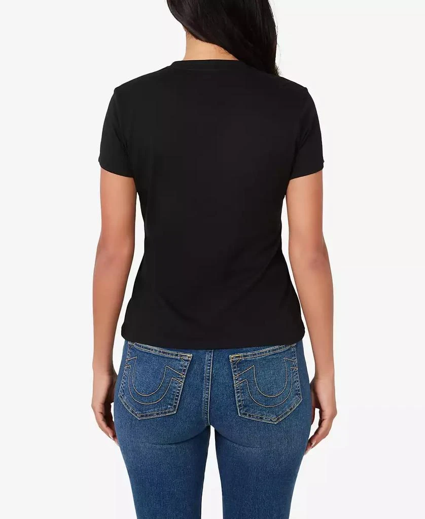 True Religion Women's Crystal Arch Logo Slim Crew Neck Tee 2