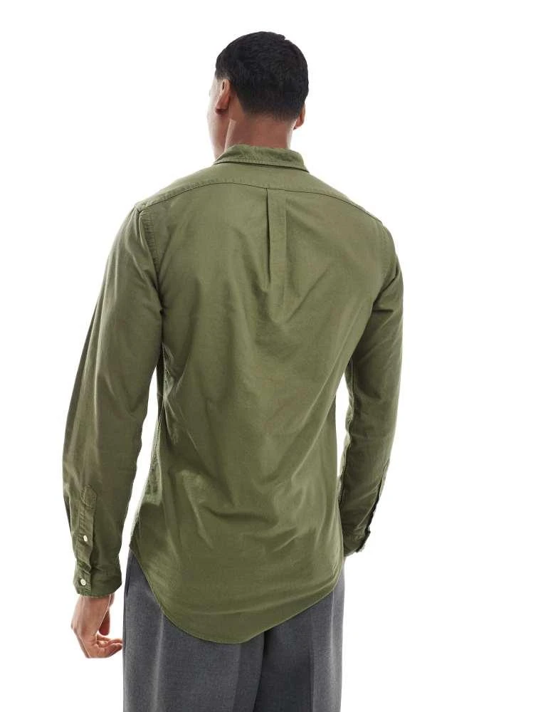 Polo Ralph Lauren icon logo slim fit garment dyed oxford shirt in dark green