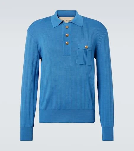Valentino Ribbed-knit cotton polo sweater 1