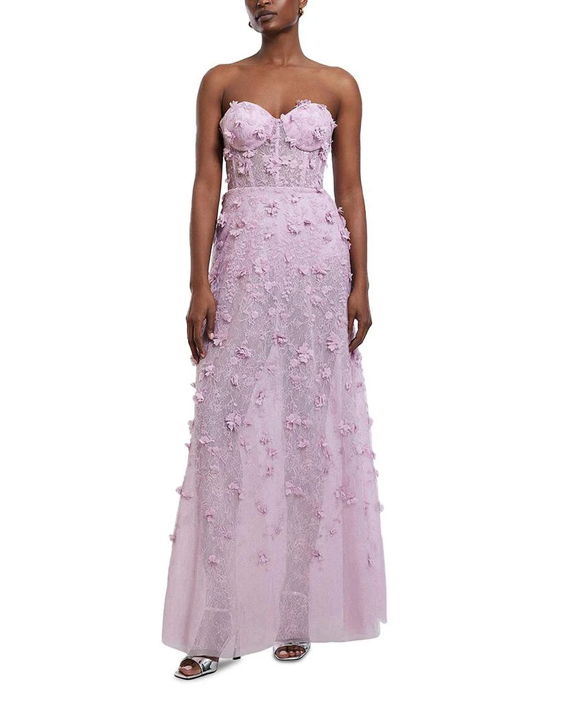 BCBG Strapless Floral Applique Dress 4