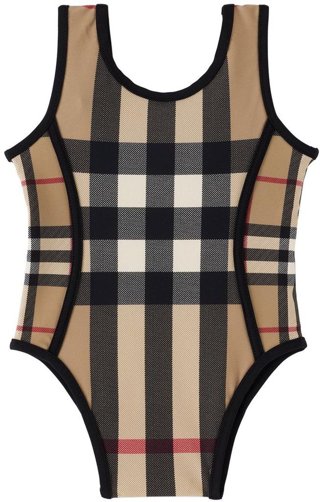 Burberry Kids Beige Vintage Check One-Piece Swimsuit