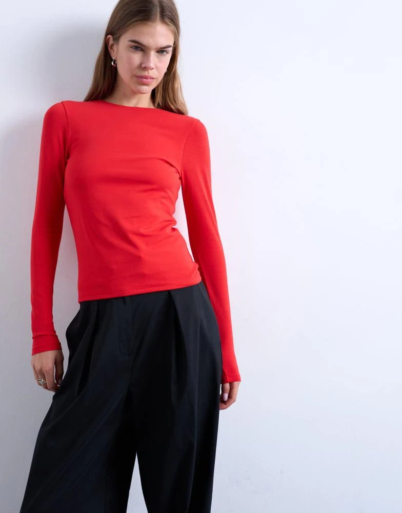 Topshop Topshop clean long sleeve top in red