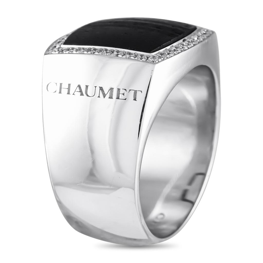 Chaumet 18K White Gold 0.20ct Diamond and Wood Ring CH09-091124