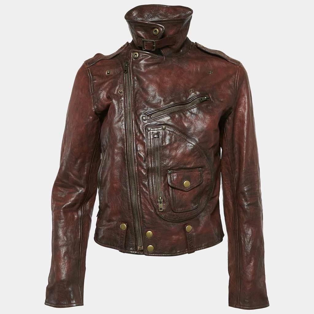 Ralph Lauren Polo Ralph Lauren Kids Brown Leather Zip-Up Jacket XL 18 Yrs 2