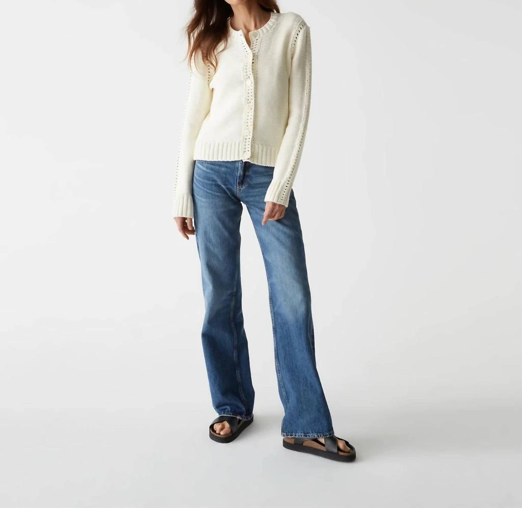 Michael Stars Adaline Crochet Cardigan Sweater In Chalk 4