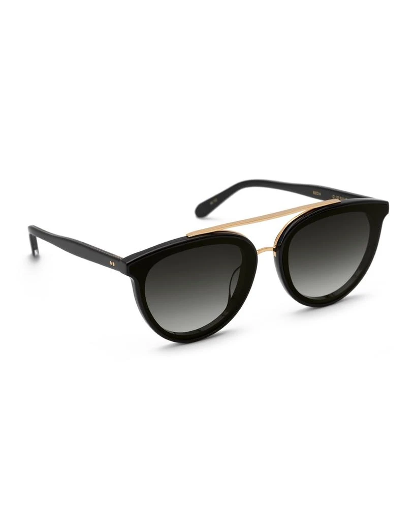 Krewe Clio Round Acetate Sunglasses, Black 1