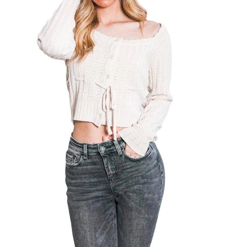 Lush Casual Cropped Knit Top Sweater 1
