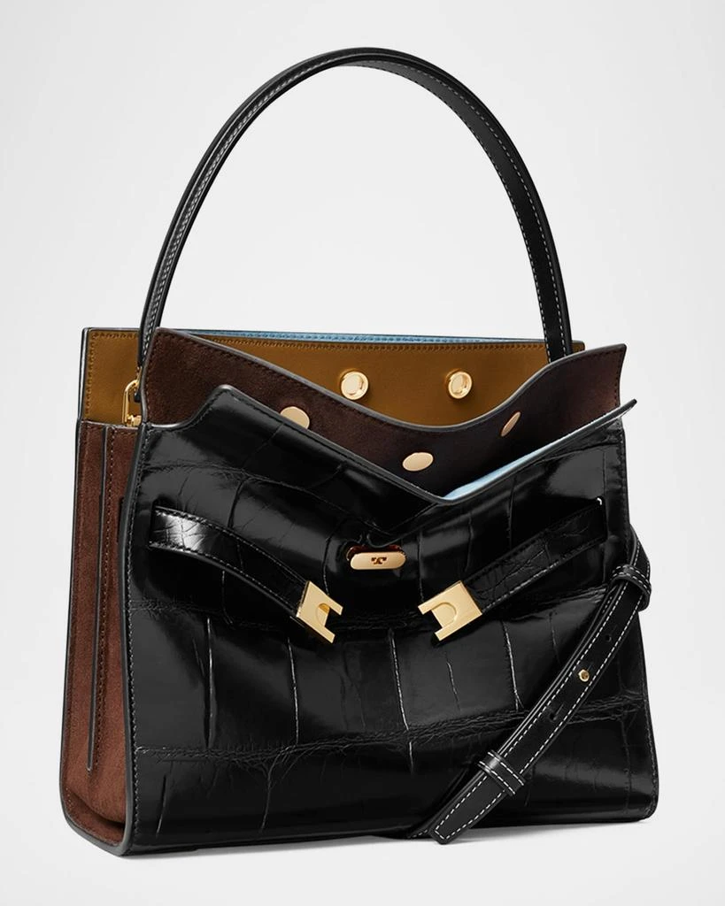 Tory Burch Lee Radziwill Small Croc-Embossed Double Bag 2
