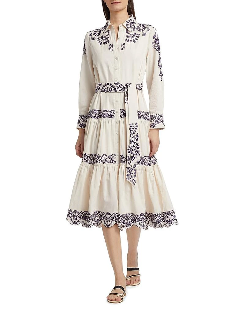 FIGUE Molly Embroidered Cotton Midi-Shirtdress 2