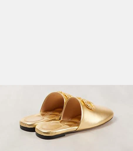 Valentino VLogo Signature metallic leather slides 2