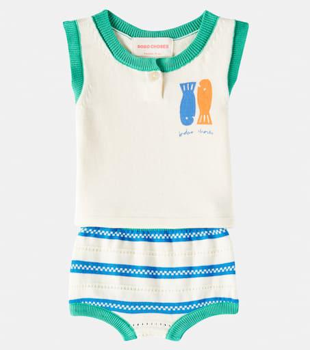 BOBO CHOSES Baby Lucky Fish cotton top and bloomers set