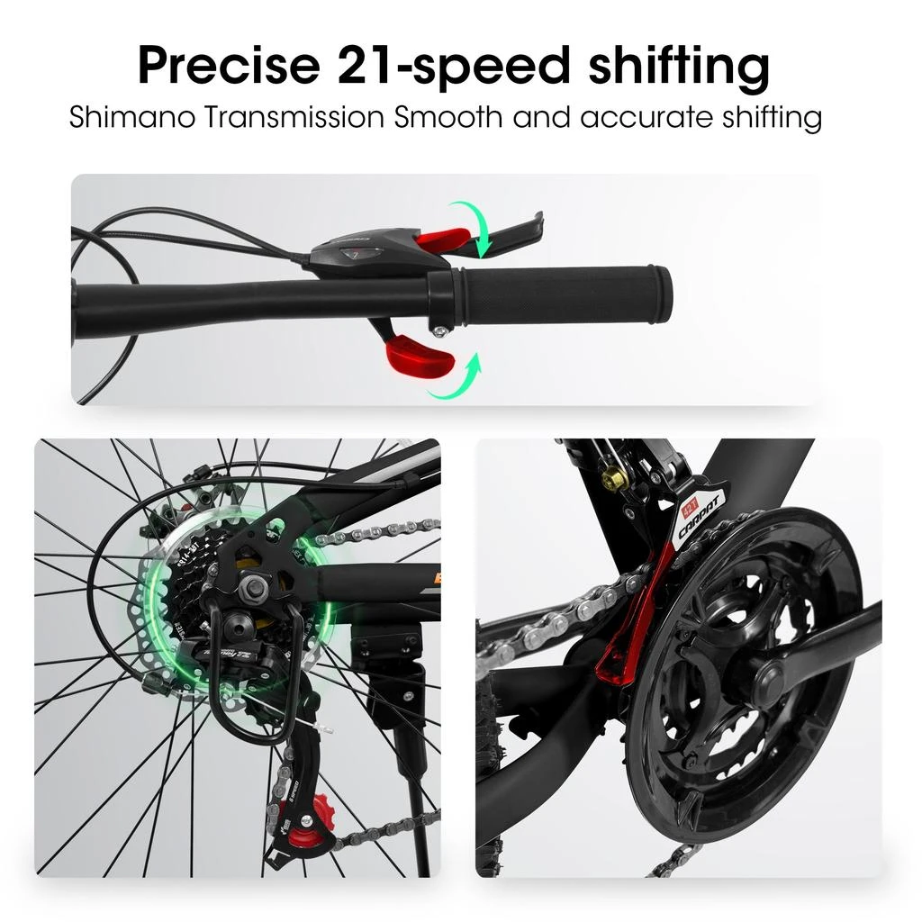 Streamdale Furniture Streamdale A26207 26 Inch Aluminum Frame Shock Fork Plus Shock Absorber 21-speed Unisex Mountain Bike 6