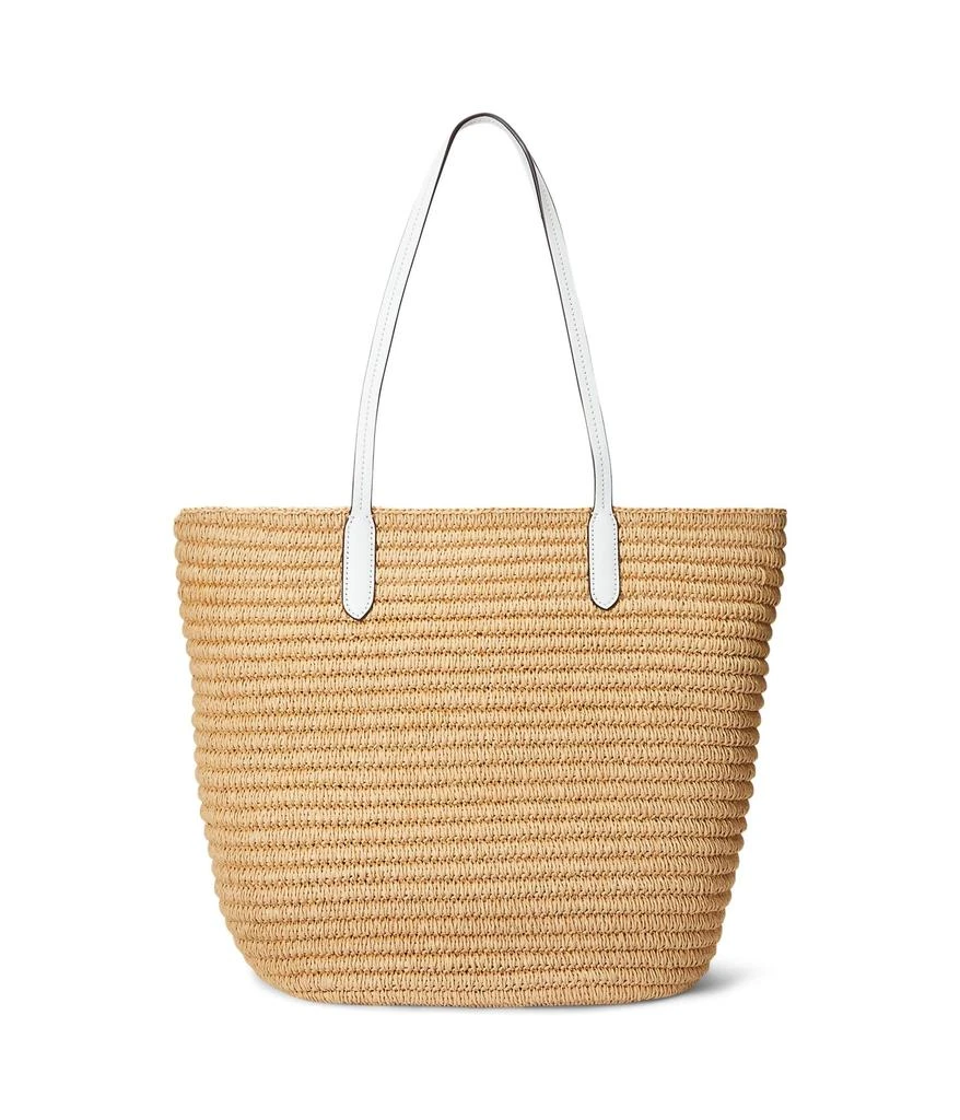 Ralph Lauren Brie Leather-Trim Straw Medium Tote Bag 2