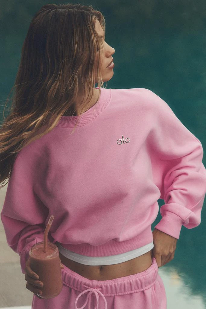 Alo Cropped Accolade Crewneck - Sweet Pink 1