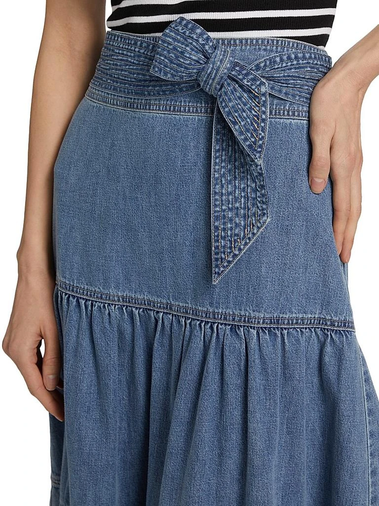 VERONICA BEARD Armida Cotton Tiered A-Line Midi-Skirt 6