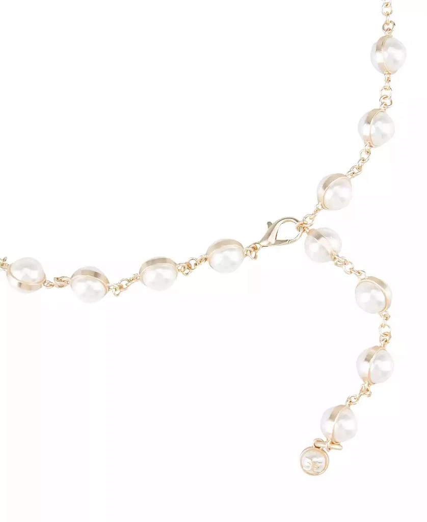 Sam Edelman Women's Imitated Pearl Embellished Gold-Tone Chain Dress Belt 6