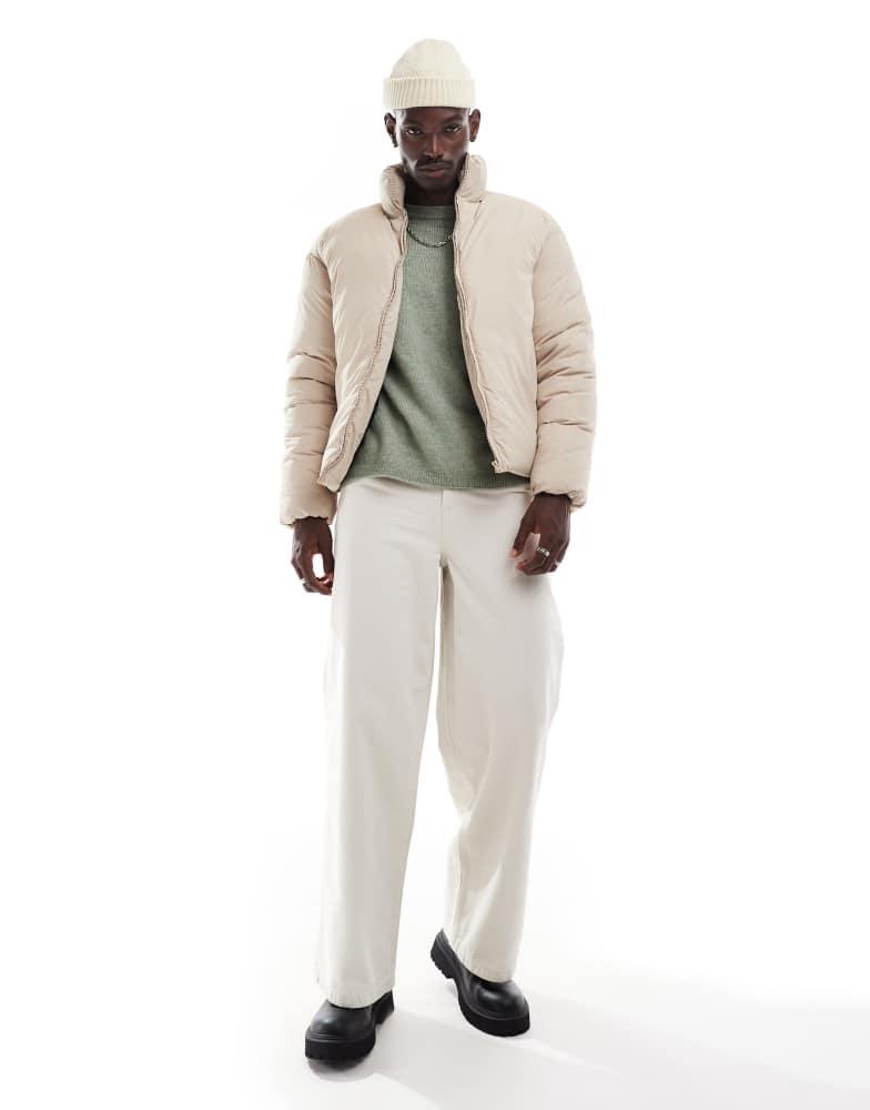 ADPT ADPT cropped puffer jacket in beige