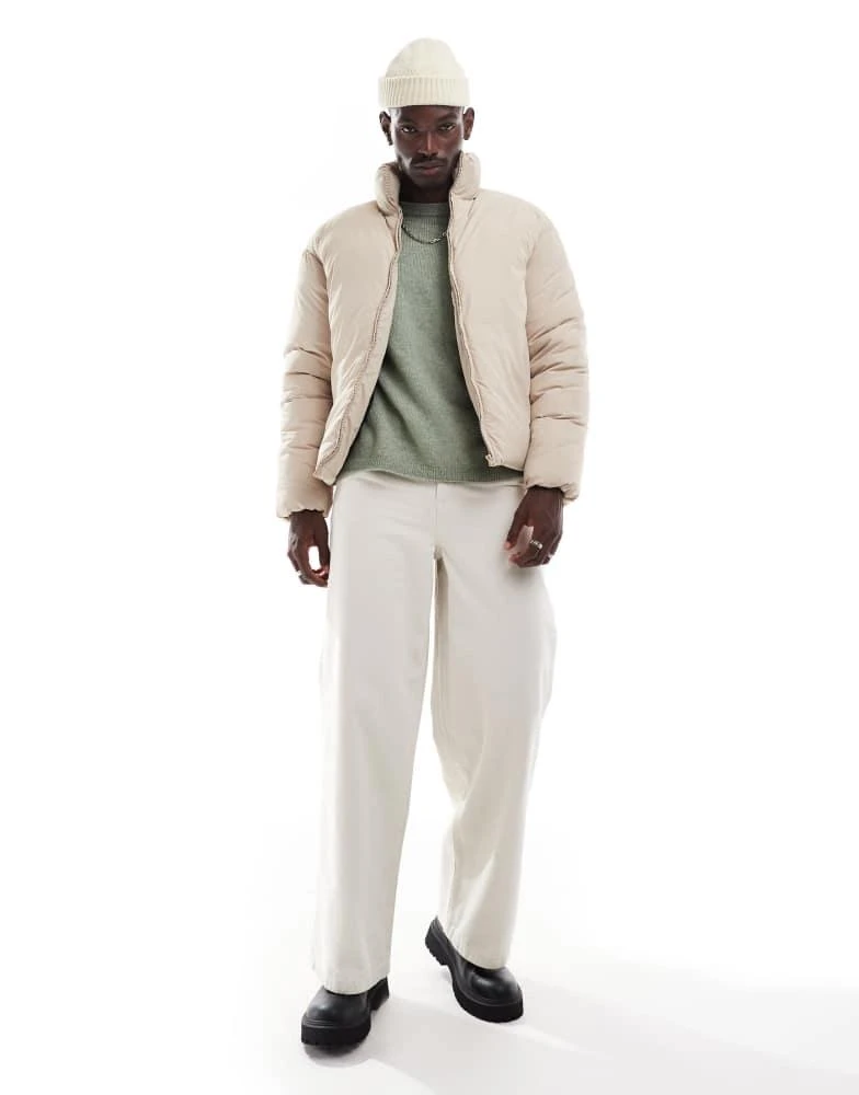 ADPT ADPT cropped puffer jacket in beige 2