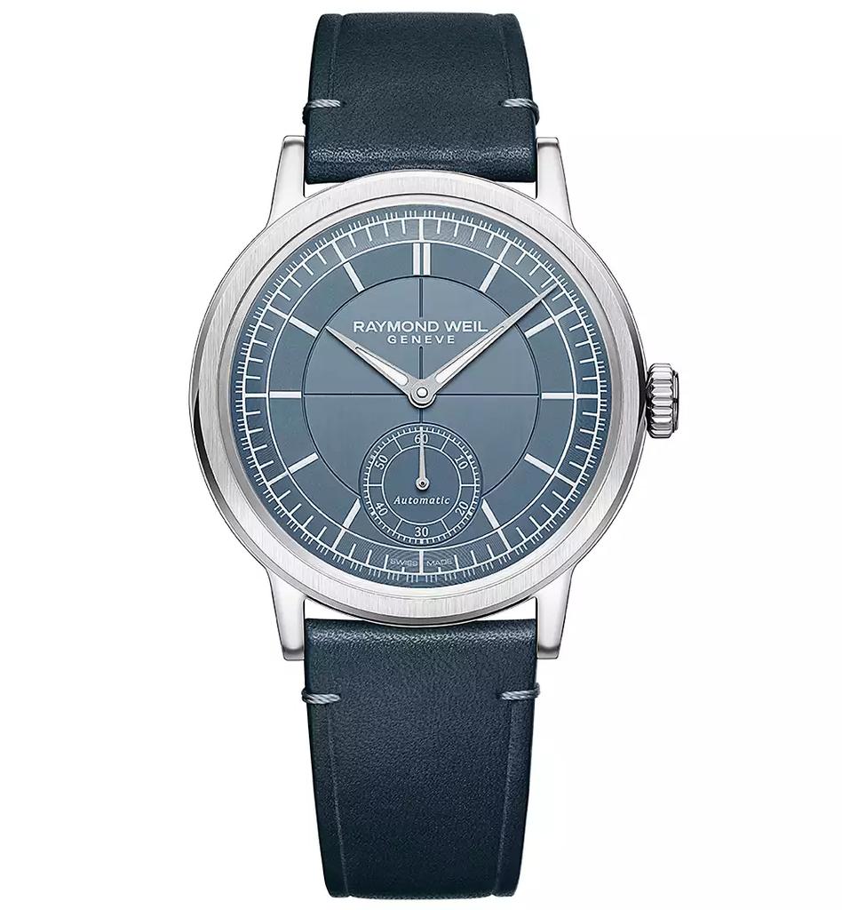 Raymond Weil Men's Swiss Automatic Millesime Small Seconds Denim Blue Leather Strap Watch 40mm