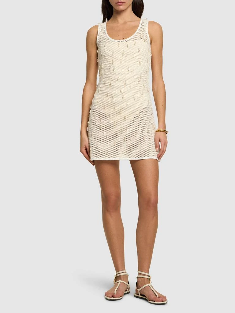 LESLIE AMON Honeycomb Embroidered Mini Dress 1