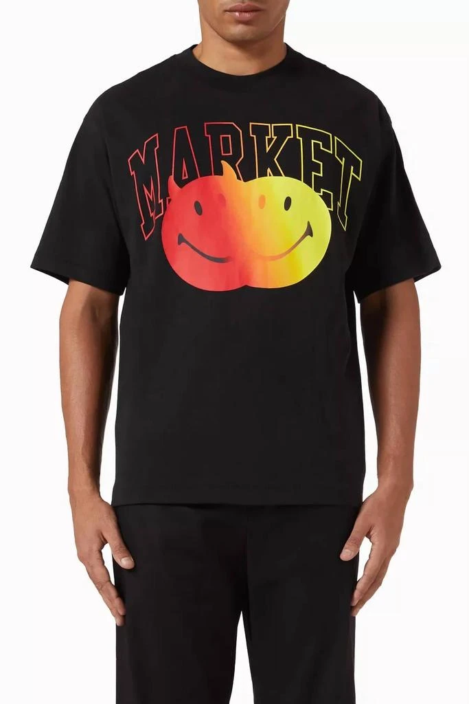 MARKET Smiley Good Evil T-Shirt In Jet Black